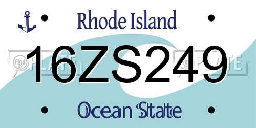 16ZS249 Rhode Island License Plate