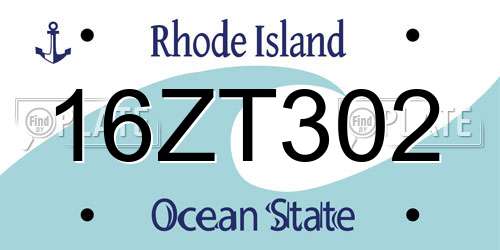 16ZT302 Rhode Island License Plate