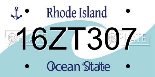 16ZT307 Rhode Island License Plate