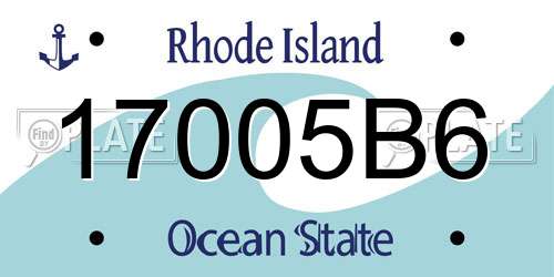 17005B6 Rhode Island License Plate