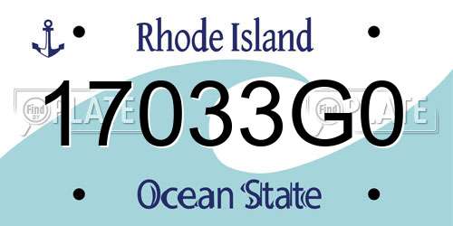 17033G0 Rhode Island License Plate