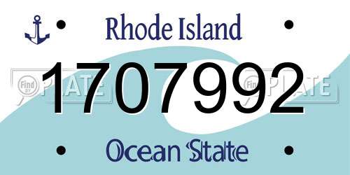 1707992 Rhode Island License Plate