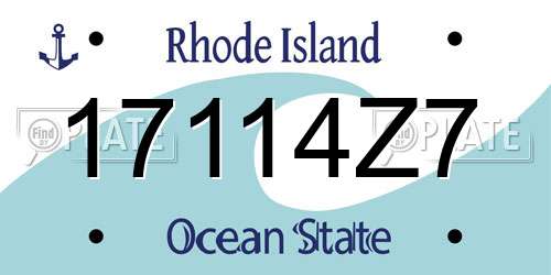 17114Z7 Rhode Island License Plate