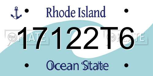 17122T6 Rhode Island License Plate