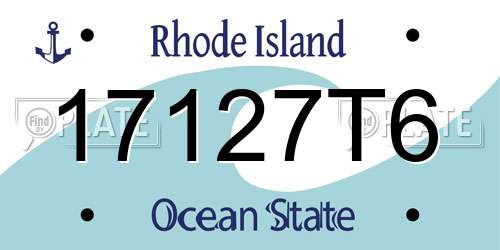 17127T6 Rhode Island License Plate