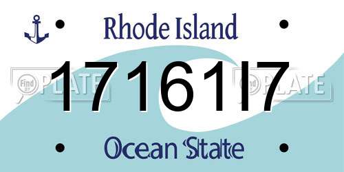 17161I7 Rhode Island License Plate