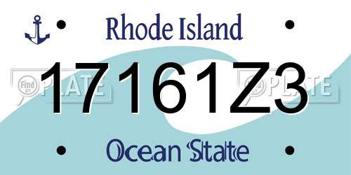 17161Z3 Rhode Island License Plate
