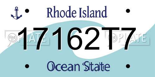 17162T7 Rhode Island License Plate