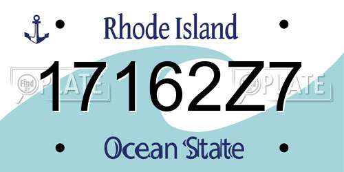 17162Z7 Rhode Island License Plate