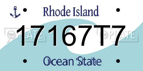 17167T7 Rhode Island License Plate
