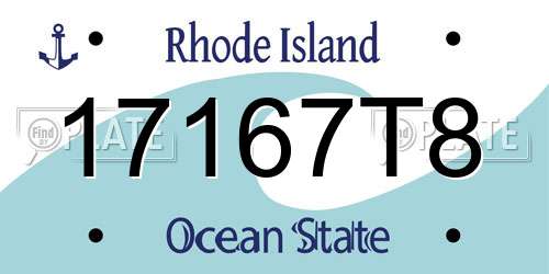 17167T8 Rhode Island License Plate