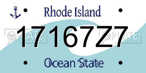 17167Z7 Rhode Island License Plate