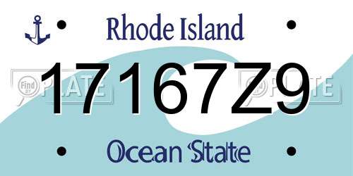 17167Z9 Rhode Island License Plate