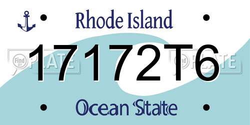 17172T6 Rhode Island License Plate