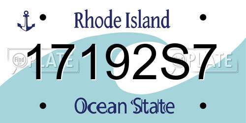 17192S7 Rhode Island License Plate