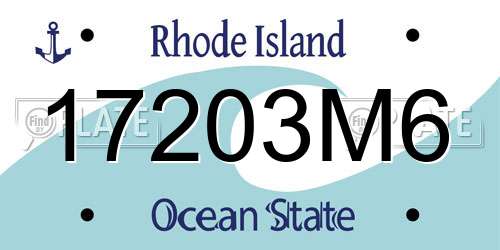 17203M6 Rhode Island License Plate