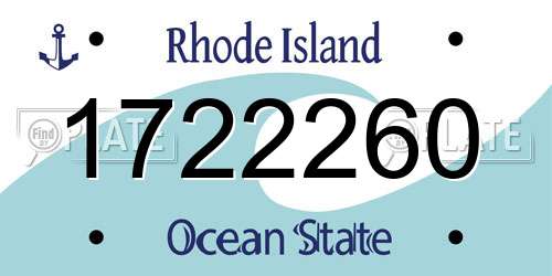 1722260 Rhode Island License Plate