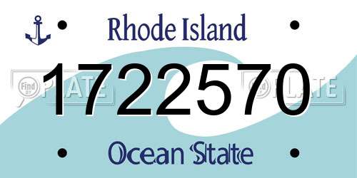 1722570 Rhode Island License Plate