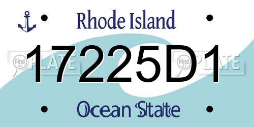 17225D1 Rhode Island License Plate