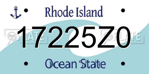 17225Z0 Rhode Island License Plate