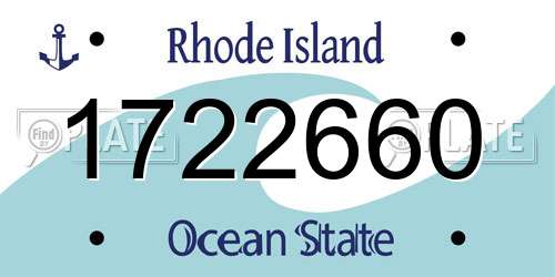 1722660 Rhode Island License Plate