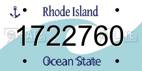 1722760 Rhode Island License Plate