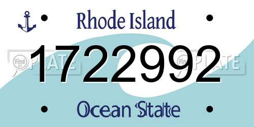 1722992 Rhode Island License Plate