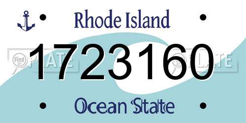 1723160 Rhode Island License Plate