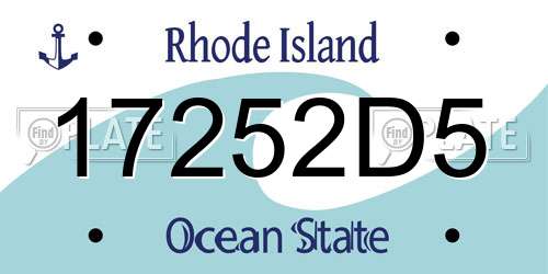 17252D5 Rhode Island License Plate