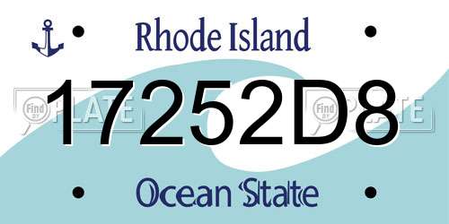 17252D8 Rhode Island License Plate