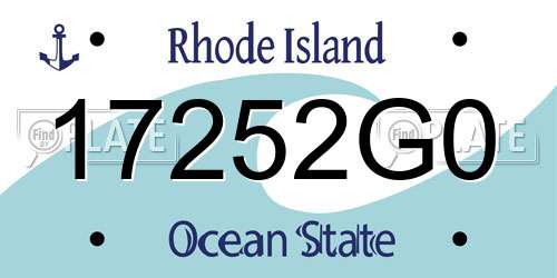 17252G0 Rhode Island License Plate