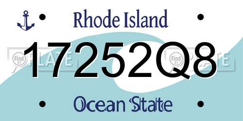 17252Q8 Rhode Island License Plate