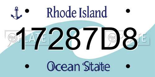 17287D8 Rhode Island License Plate