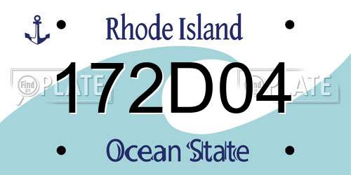 172D04 Rhode Island License Plate
