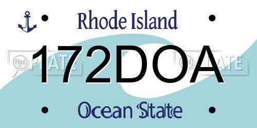 172DOA Rhode Island License Plate