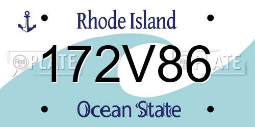 172V86 Rhode Island License Plate