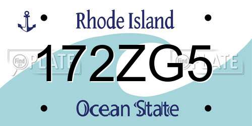 172ZG5 Rhode Island License Plate