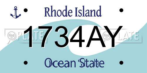 1734AY Rhode Island License Plate