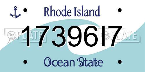 17396I7 Rhode Island License Plate
