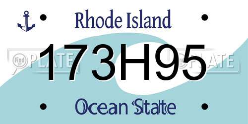 173H95 Rhode Island License Plate