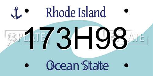 173H98 Rhode Island License Plate
