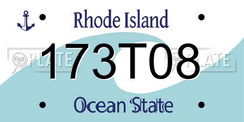 173T08 Rhode Island License Plate