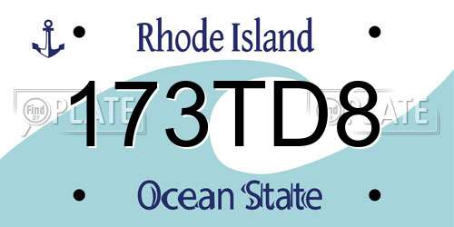 173TD8 Rhode Island License Plate