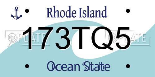 173TQ5 Rhode Island License Plate