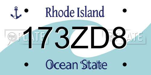 173ZD8 Rhode Island License Plate