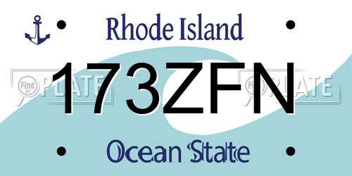 173ZFN Rhode Island License Plate