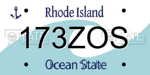 173ZOS Rhode Island License Plate