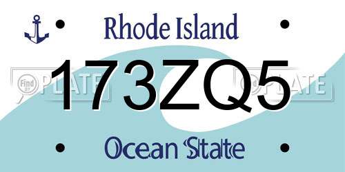 173ZQ5 Rhode Island License Plate