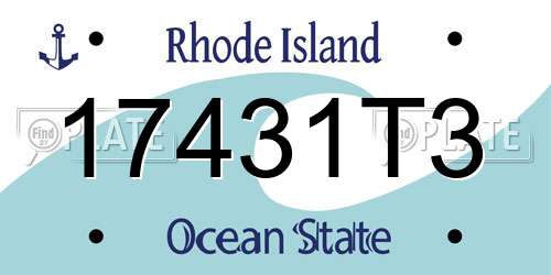 17431T3 Rhode Island License Plate