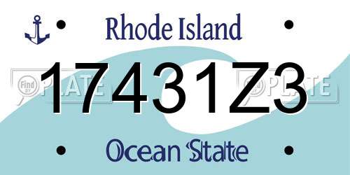 17431Z3 Rhode Island License Plate